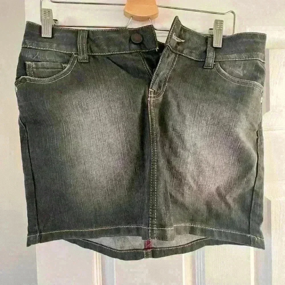 ESPRIT denim gray wash mini skirt.